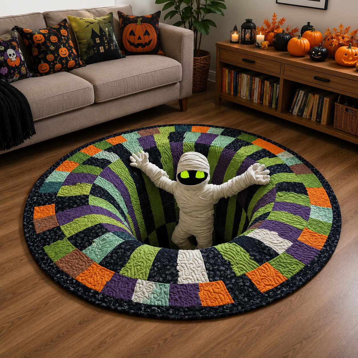 PhantomNest™ 3D Skeleton Vortex Halloween Rug