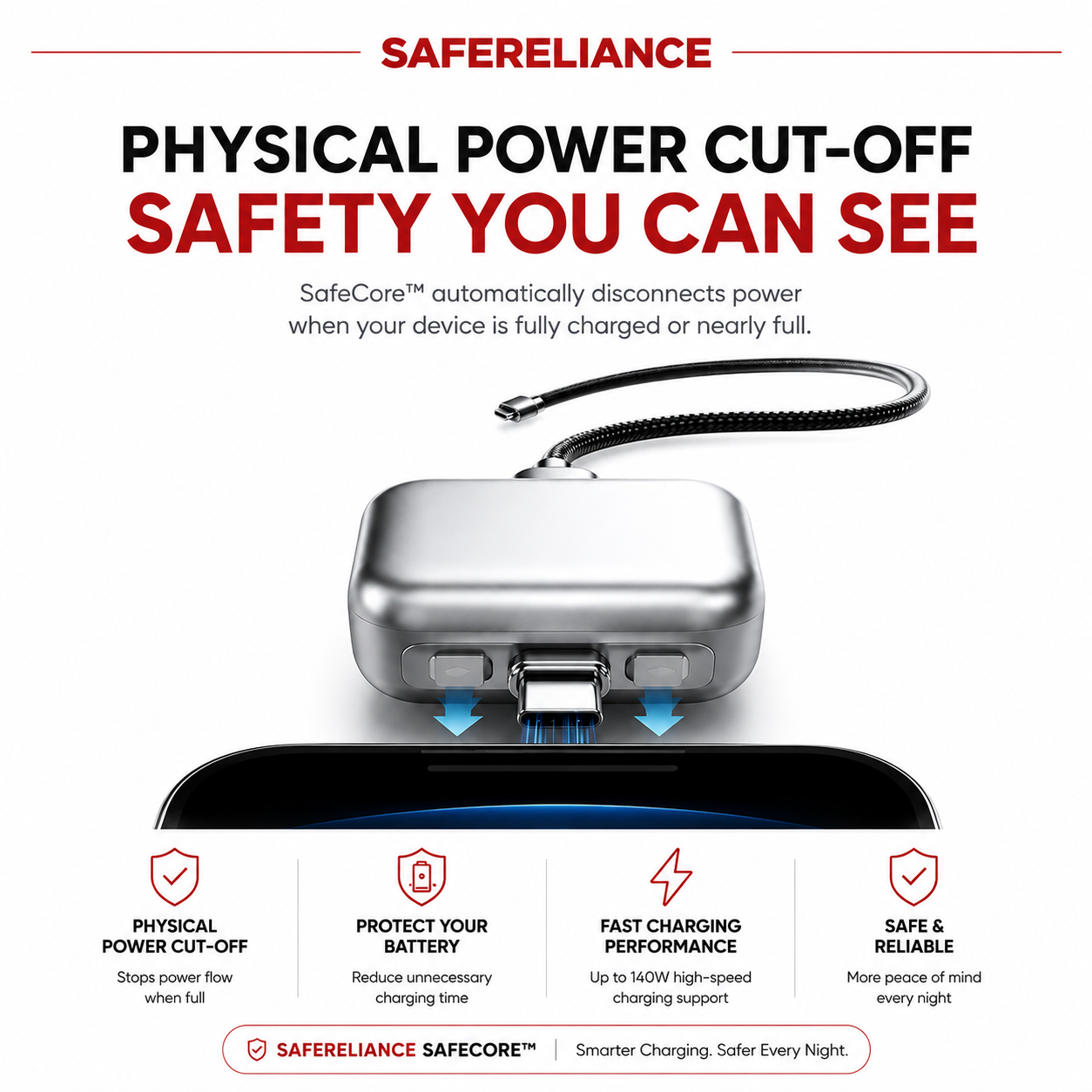 SafeCore™ Auto Power-Off Fast Charging Adapter