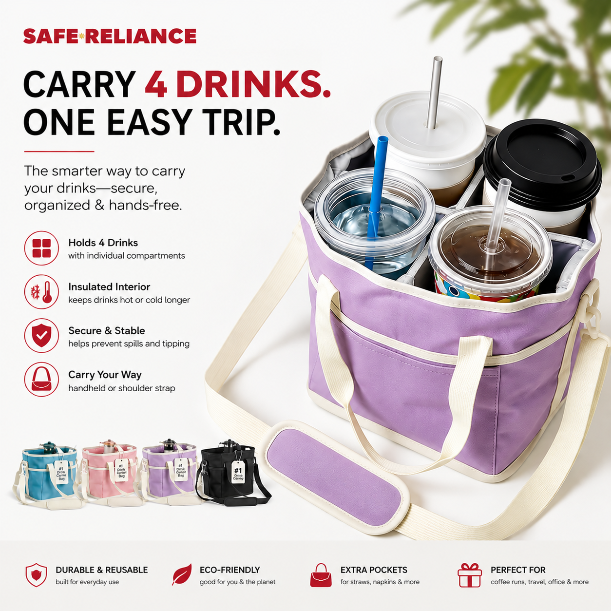 SafeCarry™ 4-Cup Insulated Drink Carrier