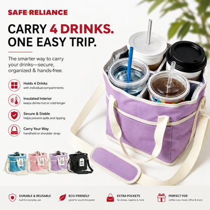 SafeCarry™ 4-Cup Insulated Drink Carrier