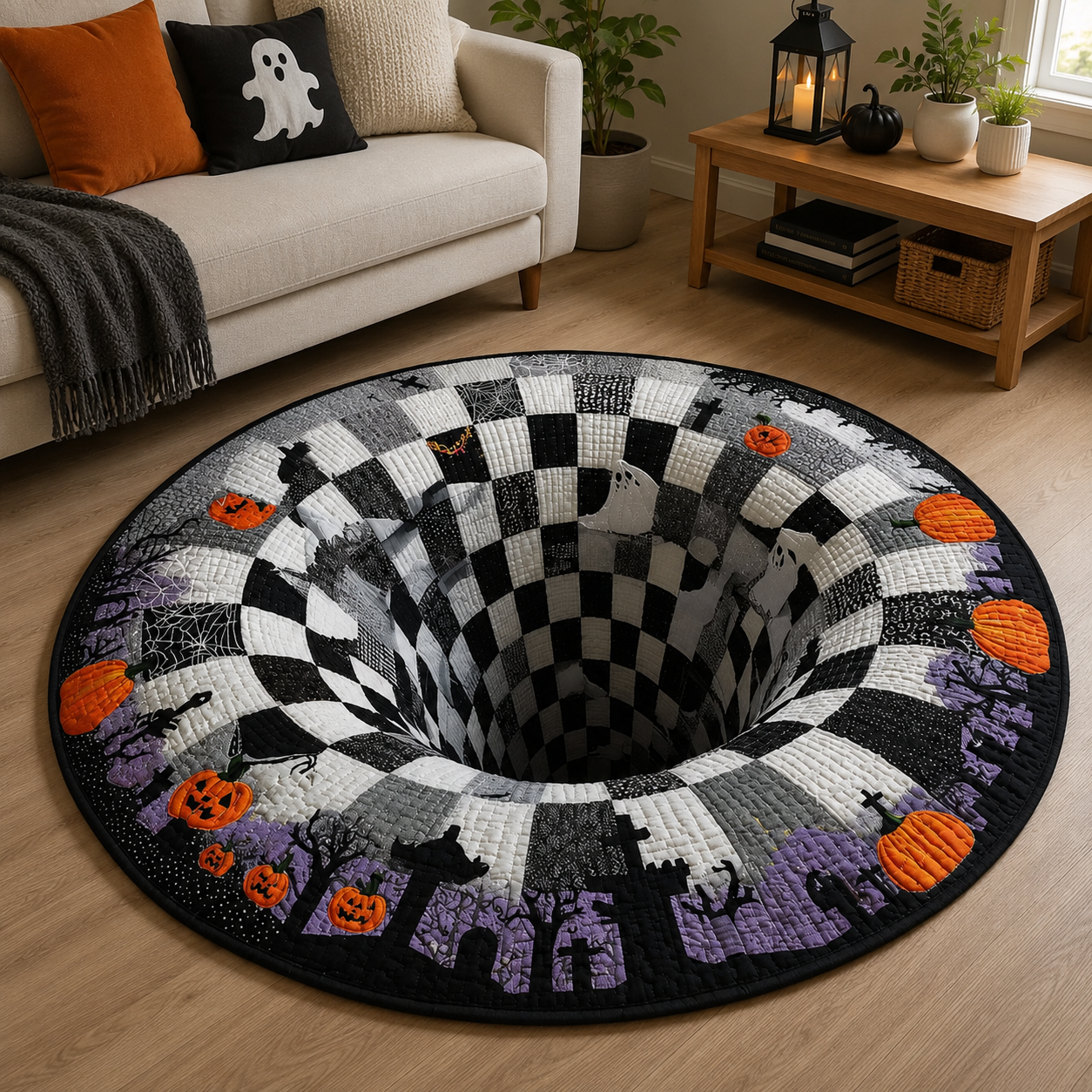 PhantomNest™ 3D Skeleton Vortex Halloween Rug