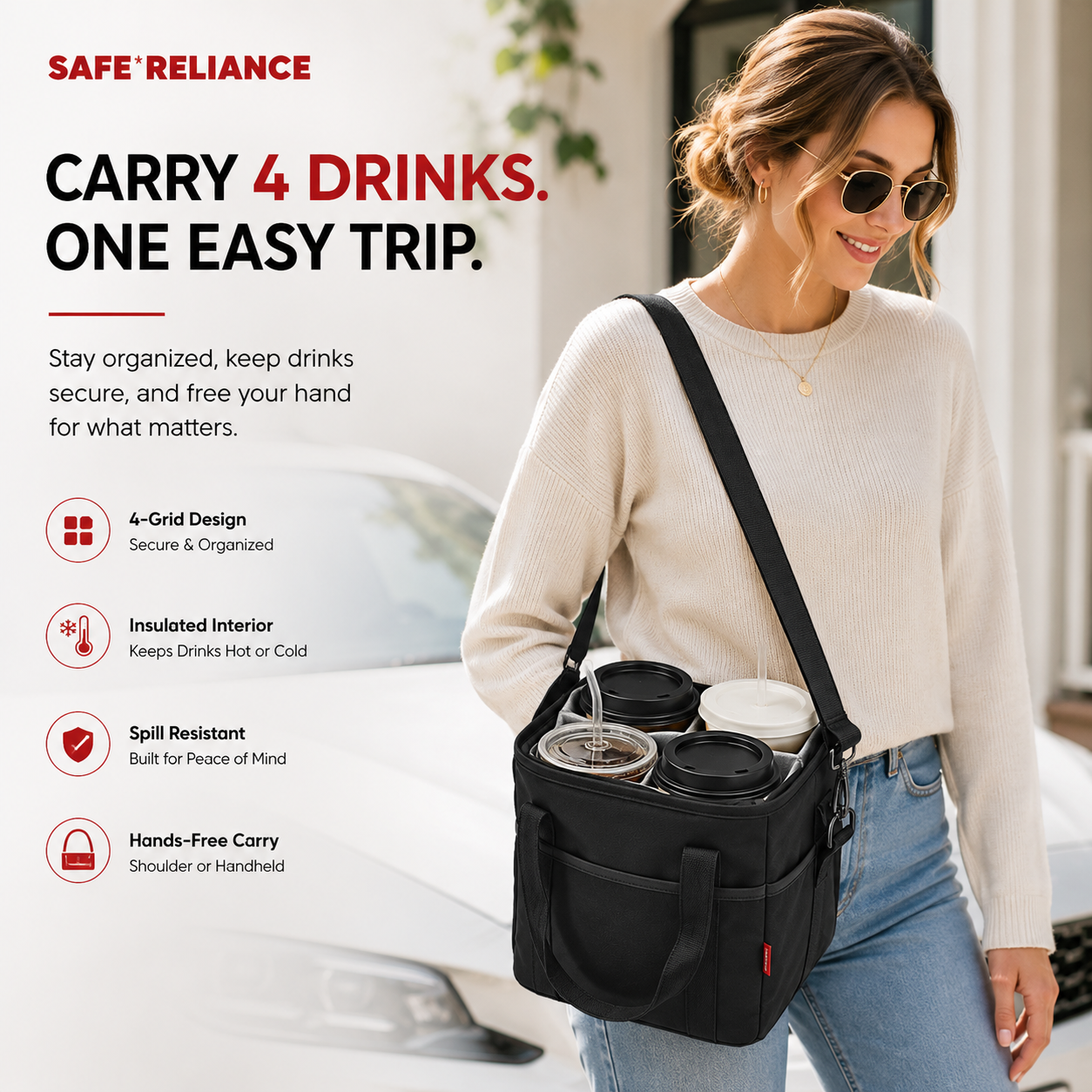 SafeCarry™ 4-Cup Insulated Drink Carrier