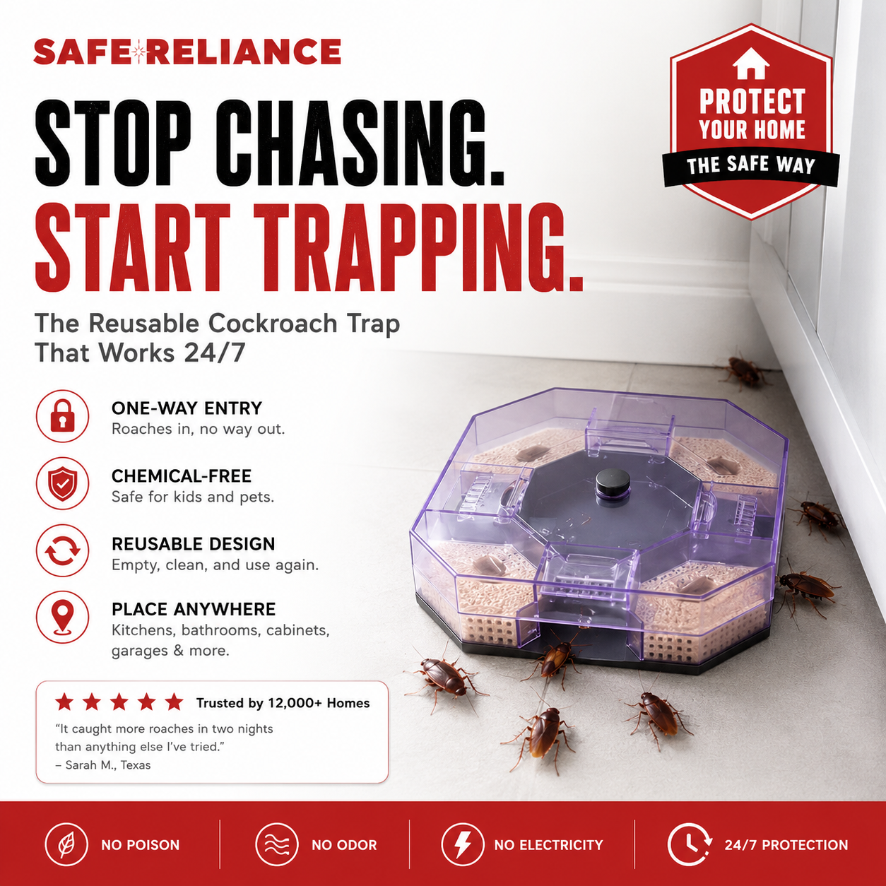 RoachVault - The Reusable Roach Trap That Locks Pests Inside.