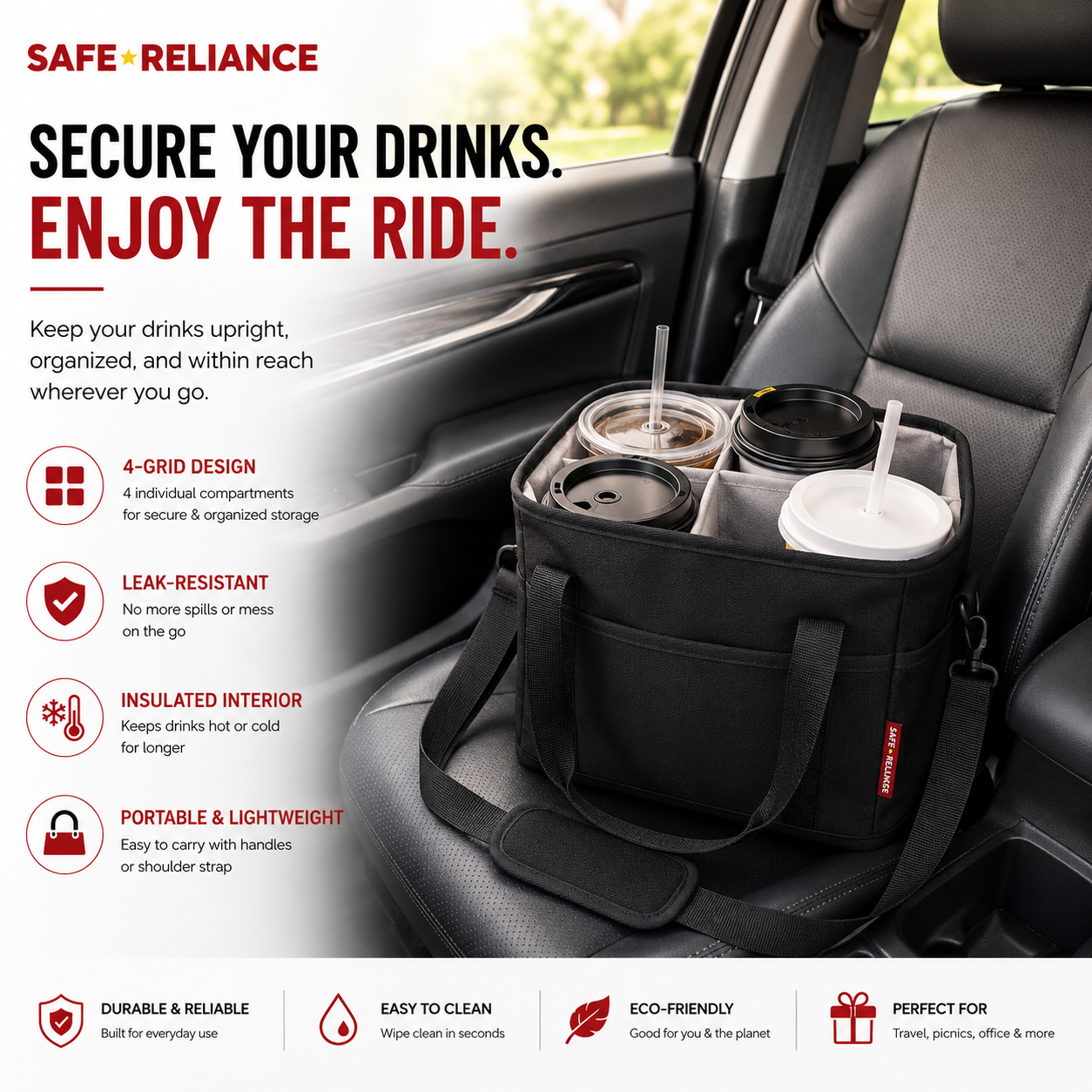 SafeCarry™ 4-Cup Insulated Drink Carrier