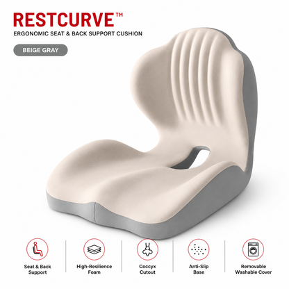 RestCurve™ Ergonomic Seat & Back Support Cushion