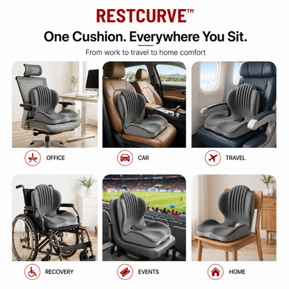 RestCurve™ Ergonomic Seat & Back Support Cushion