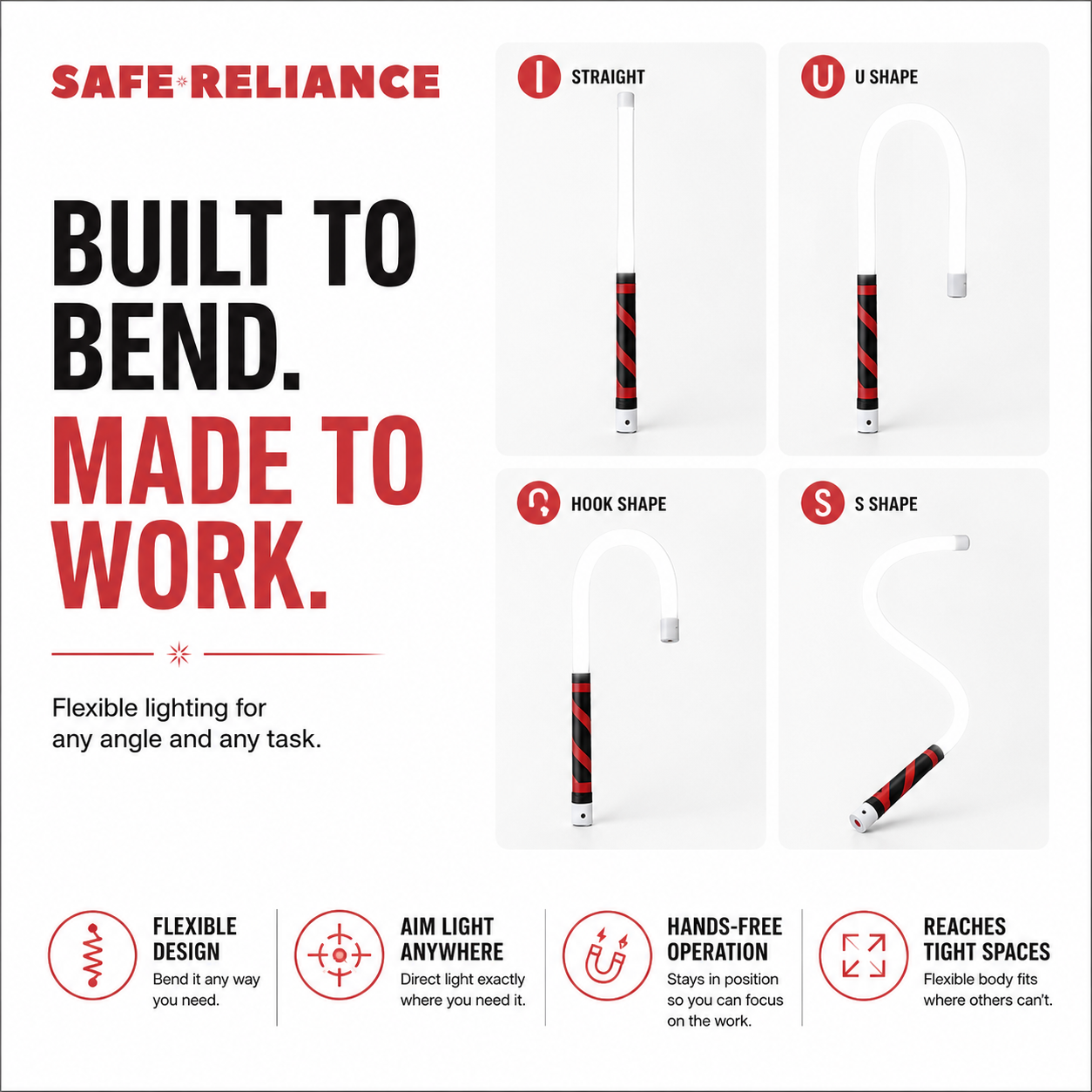 FlexLite™ Flexible LED Work Light with Magnetic Base & USB-C Rechargeable