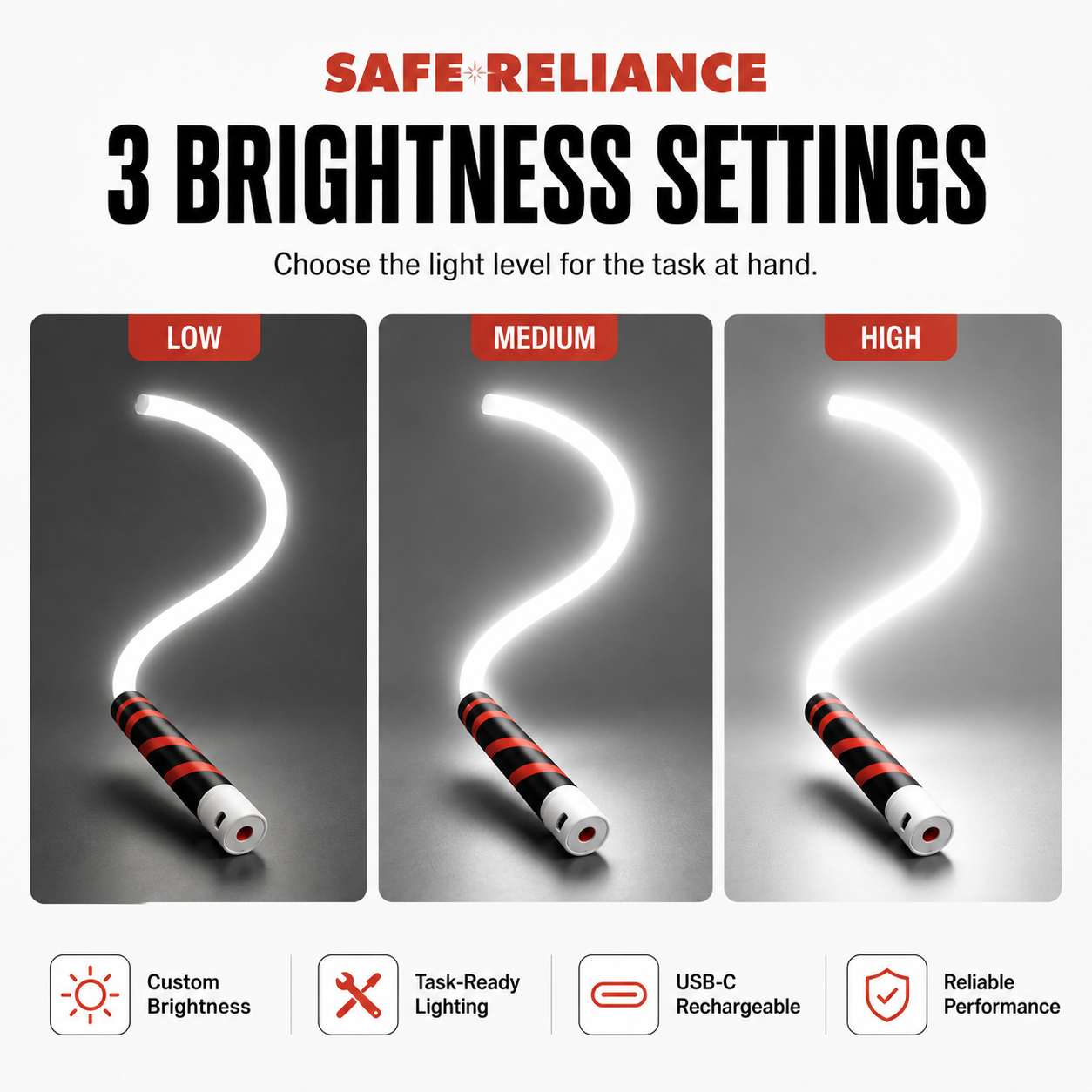 FlexLite™ Flexible LED Work Light with Magnetic Base & USB-C Rechargeable