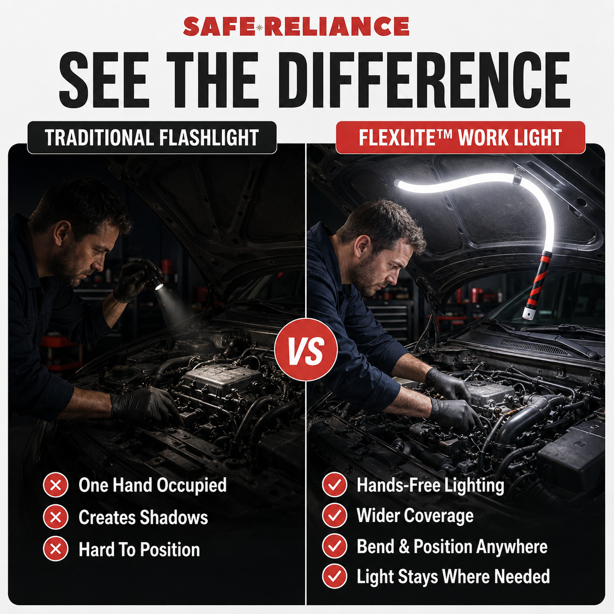 FlexLite™ Flexible LED Work Light with Magnetic Base & USB-C Rechargeable