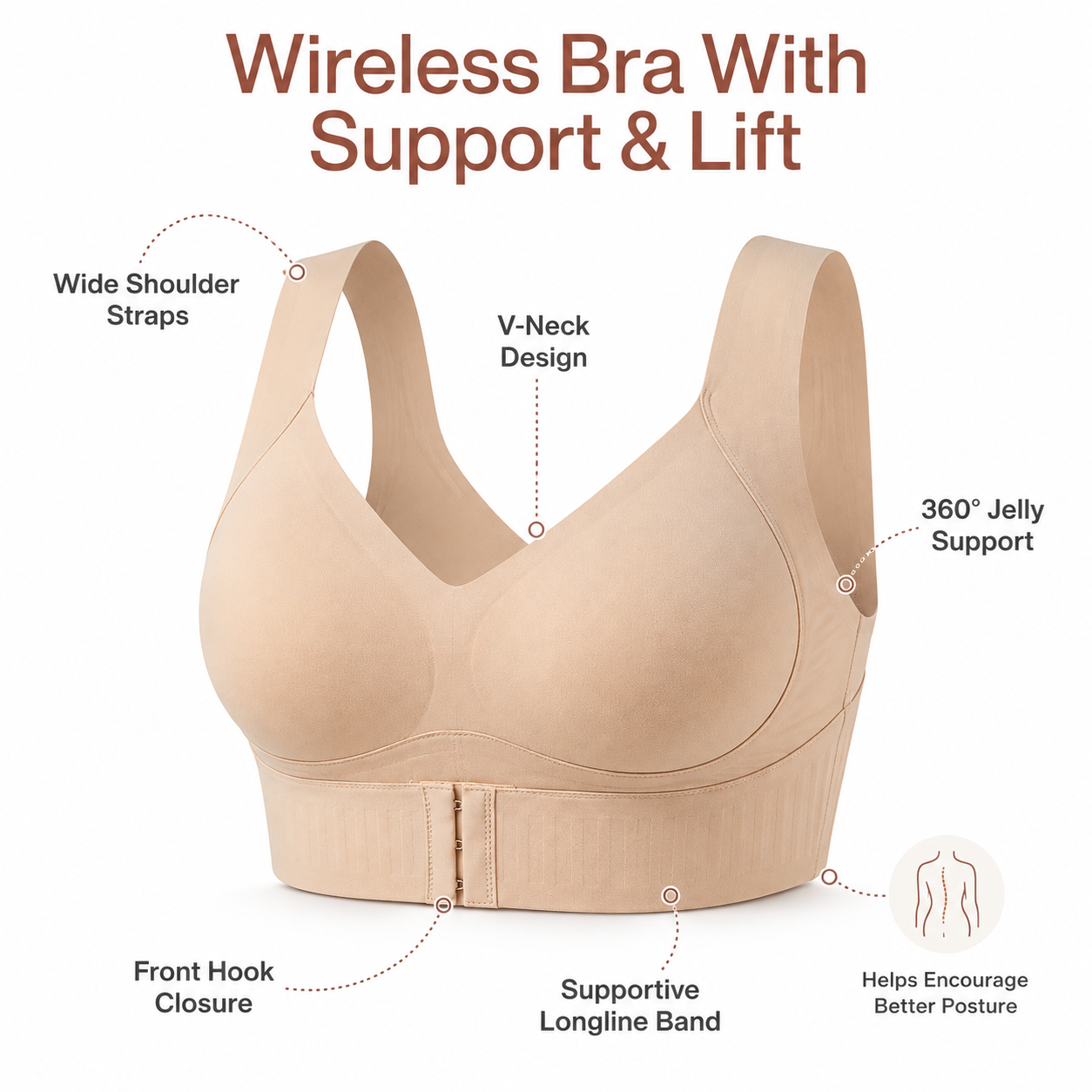 AlignLift™ Wireless Posture Support Bra – Front Closure Cross Back Bra