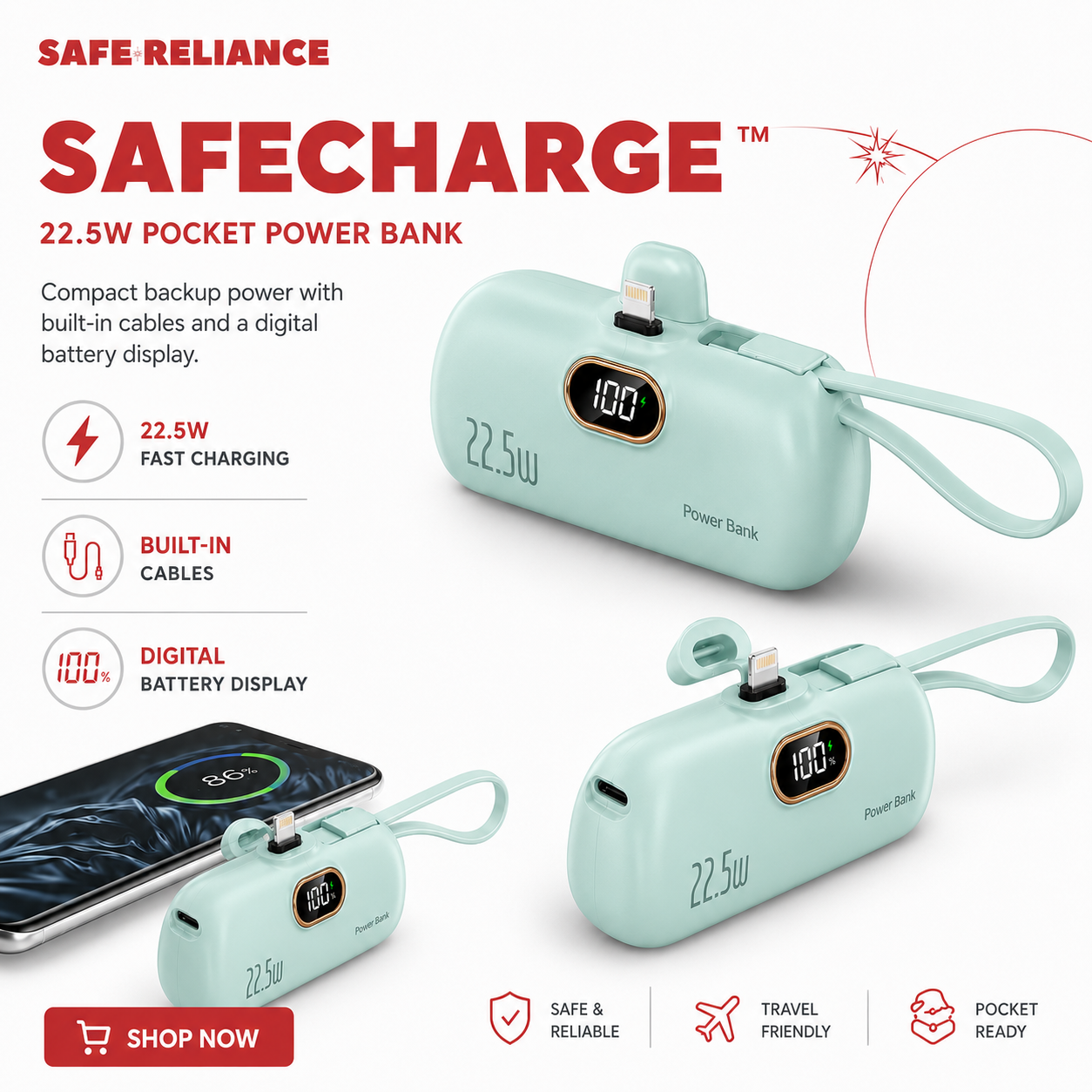 SafeCharge™ 22.5W Pocket Power Bank