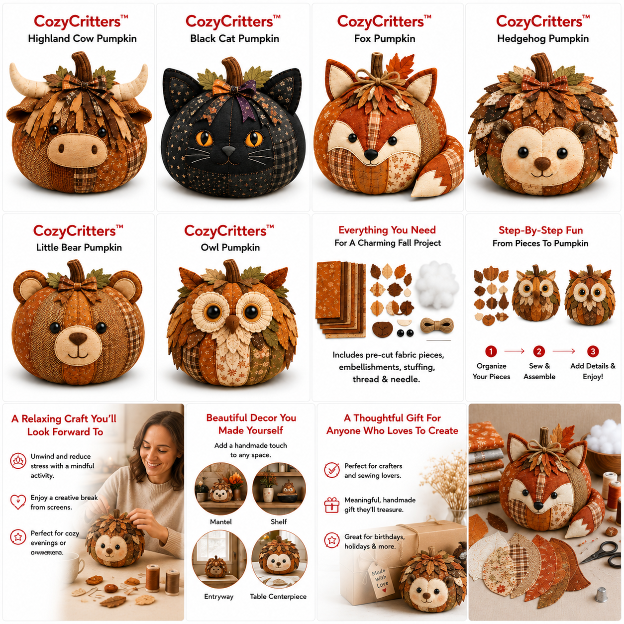 CozyCritters™ DIY Animal Pumpkin Sewing Kit