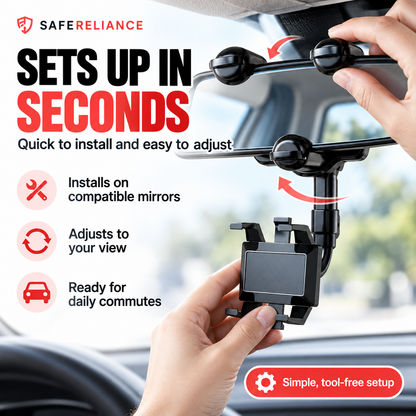 MirrorReach™ 360° Rearview Mirror Phone Holder