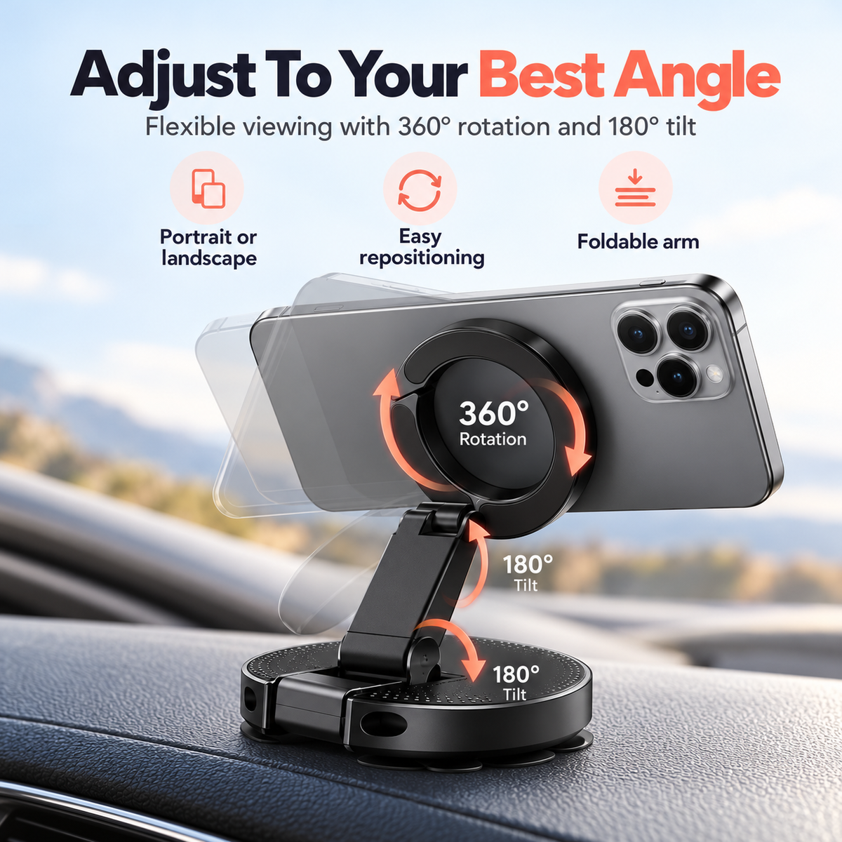 RoadPivot™ Magnetic Suction Car Phone Mount