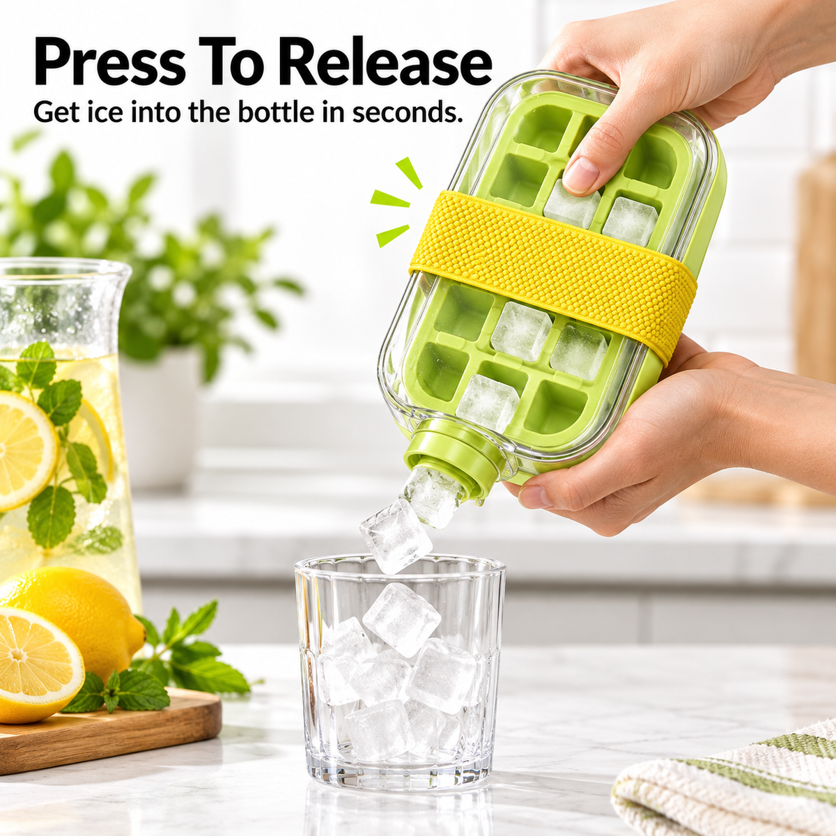 PressChill™ 2-in-1 Ice Cube Maker Bottle