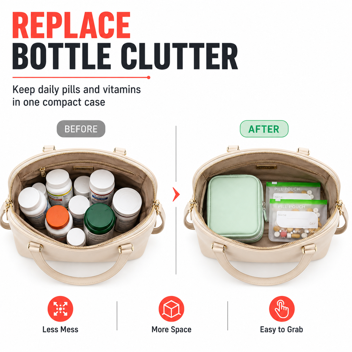 PillPort™ Travel Pill Organizer – 14 Removable Pouches