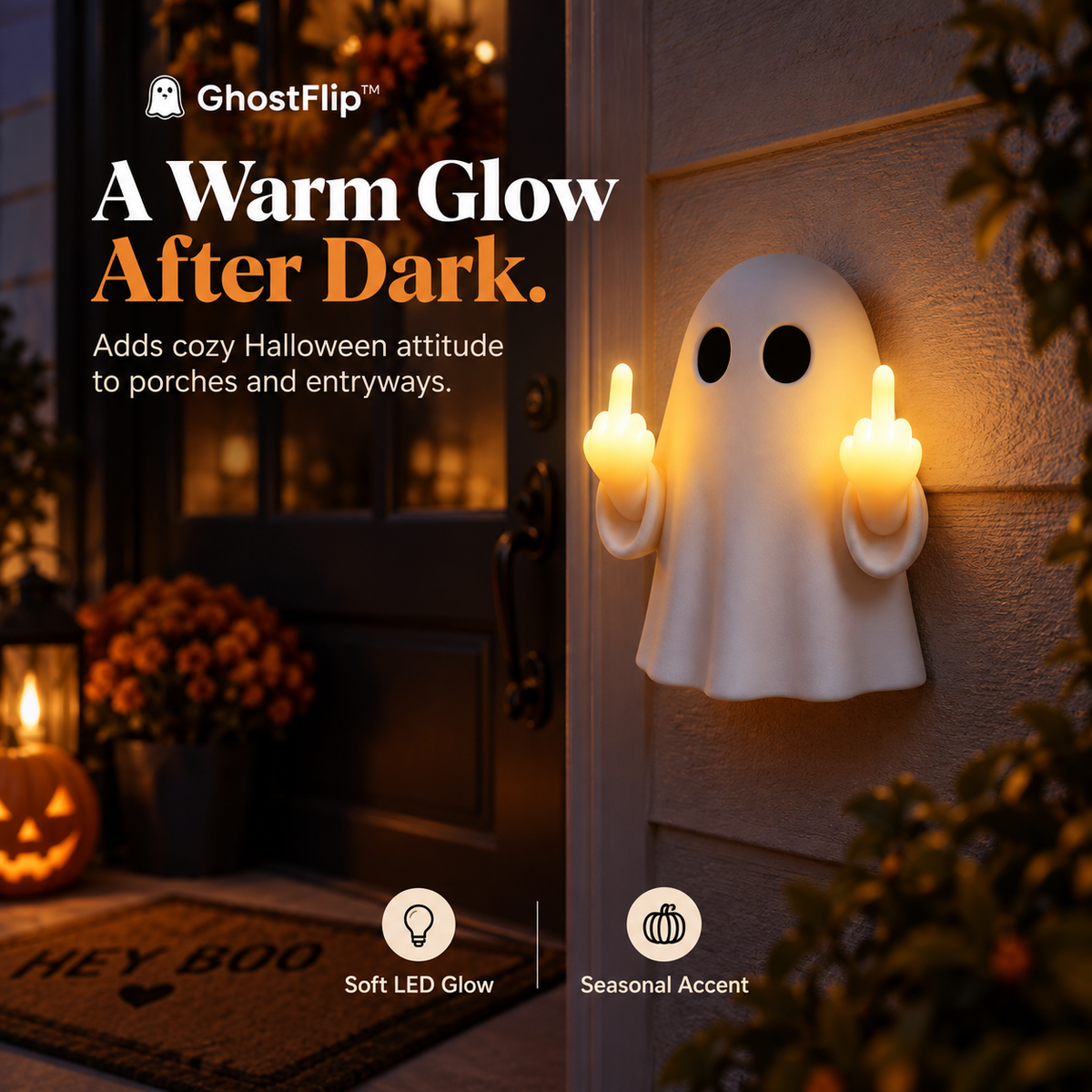 GhostFlip™ Glowing Halloween Ghost Decor Light