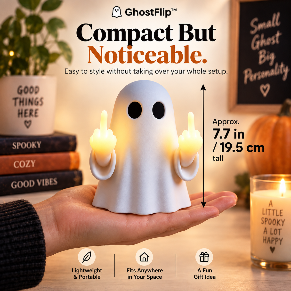 GhostFlip™ Glowing Halloween Ghost Decor Light