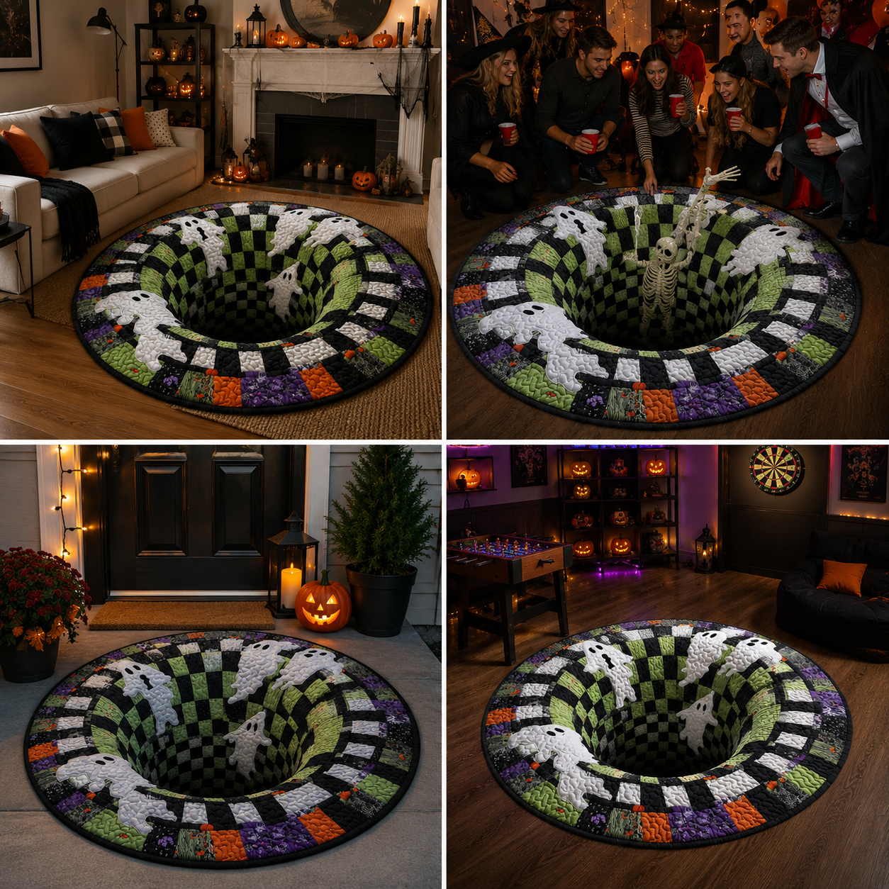 PhantomNest™ 3D Skeleton Vortex Halloween Rug
