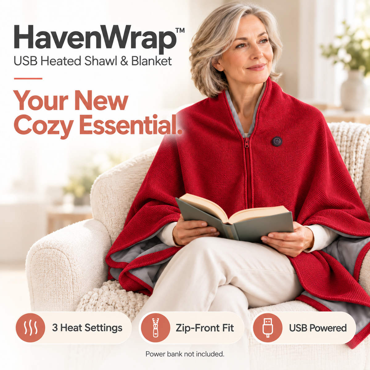 HavenWrap™ USB Heated Shawl & Blanket