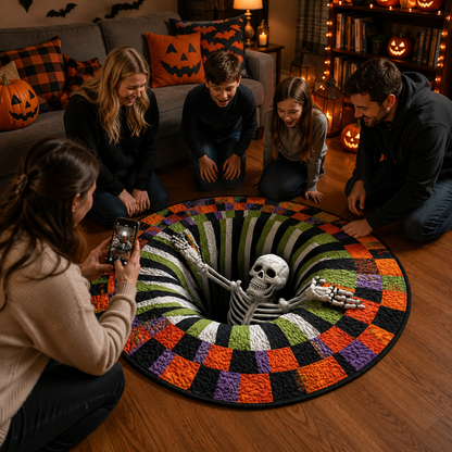 PhantomNest™ 3D Skeleton Vortex Halloween Rug